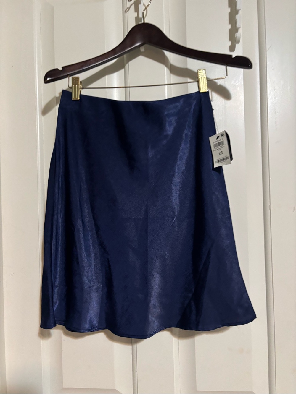 And Now This Navy Blue Vegan Silk Short  Skirt XSMALL
Quiet Luxury